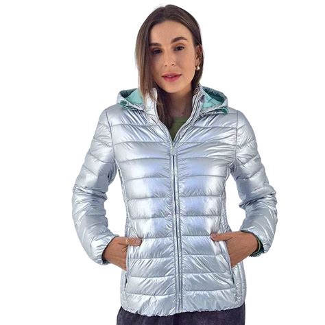 Jaqueta Alpelo Puffer Capuz Prata Feminina Ernest Online