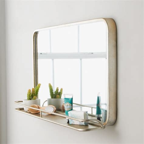 Metal Mirror With Shelf Large In 2021 Mirror With Shelf Bathroom