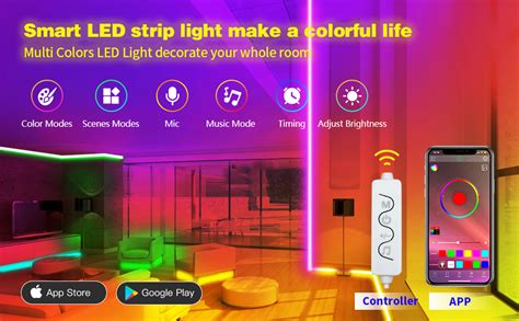 Amazon FONEWE 50ft Led Lights For Bedroom Led Strip Lights Led