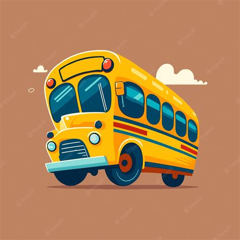 Premium Vector | Yellow school bus flat color vector icon logo illustration