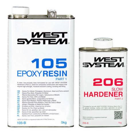 West System Epoxy Resin Kit B Pack 5kg 105 Resin 1kg 206 Slow