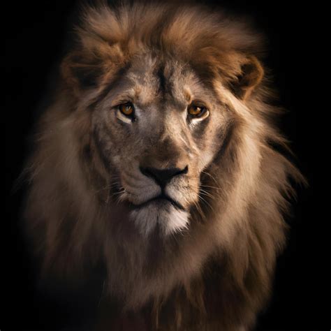 Premium AI Image Close Up Portrait Of Front View Lion S Face Staring