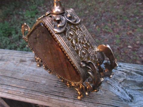 Antique Ornate French Ormolu Perfume Bottle Large Victorian Brass