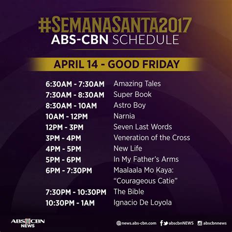 Abs Cbn News On Twitter Kapamilya Narito Ang Schedule Ng Mga