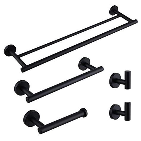 Matte Black Bathroom Accessories Kit 5 Pieces Bathroom Hardware Set Sus