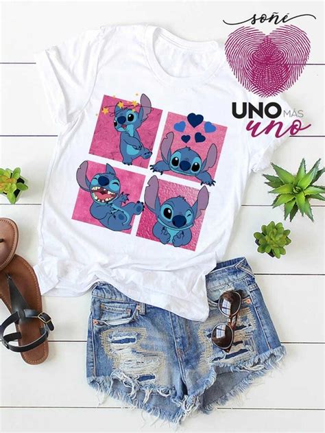 Remera Stitch Cuadrados Adultos Y Ni Os Uno Uno