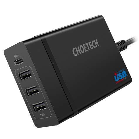 Choetech Ładowarka Sieciowa 3X Usb 1X Usb Typ C 60W Power Delivery