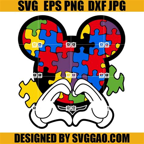 Mickey Mouse Autism SVG Love Autism Awareness SVG Mickey Autism SVG