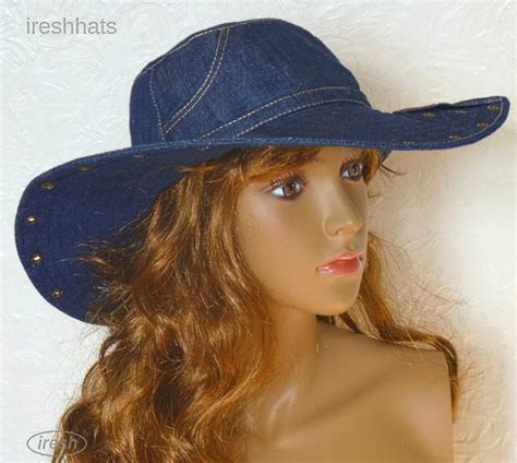 Denim Hat Dark Blue Denim Hat Denim Wide Brimmed Hat Womens Denim