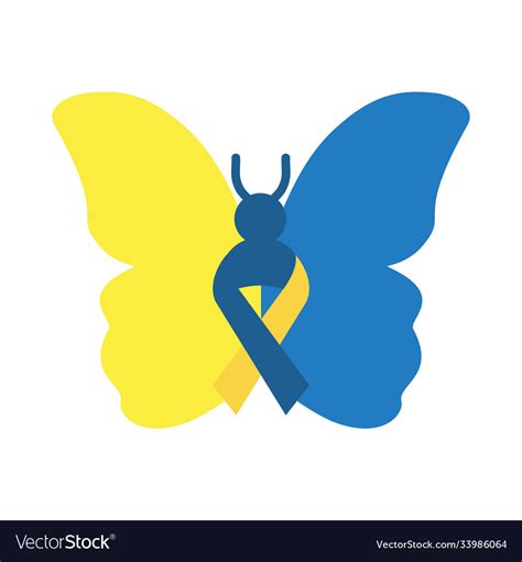 Down syndrome concept butterfly with ribbon icon Vector Image