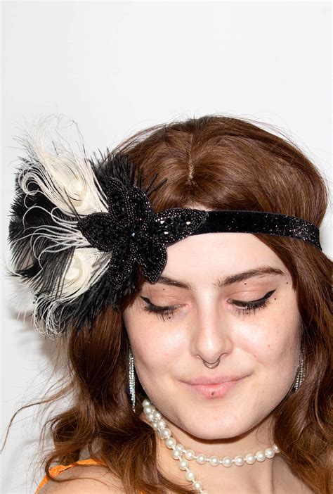 Black And White Feather Gatsby Headband Perth Hurly Burly