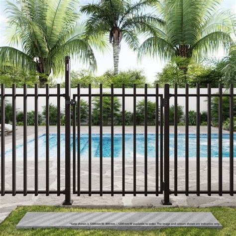 Protectoral 800 1200 X 1200mm Black Aluminium Batten Pool Gate Bunnings Australia