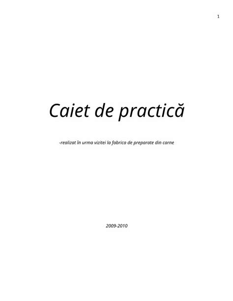 DOC Caiet De Practica Fabrica De Preparate Din Carne DOKUMEN TIPS