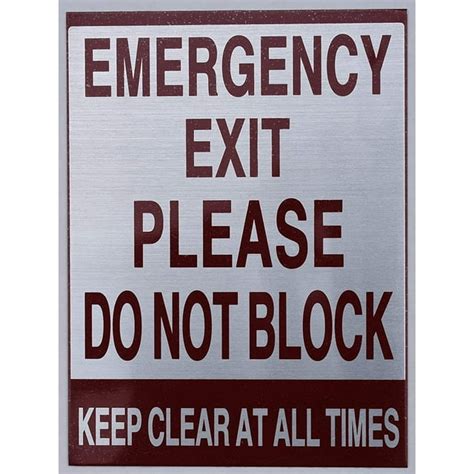 Two 2 Sign Emergency Exit Please Do Not Block Keep Clear At All Times Sign Silver 6x8 Double