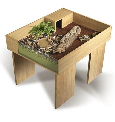 Bac Tortue En Bois Vivexotic Pour Tortues De Terre Avec Table Et