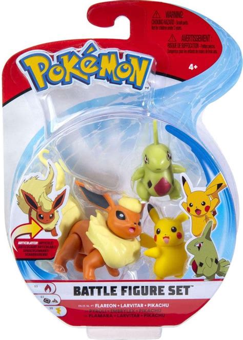 Pokemon Battle Figure Pack Flareon Larvitar Pikachu Bol