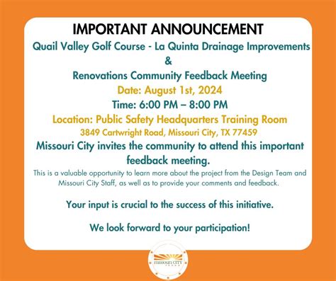 La Quinta Golf Course Renovation Meeting - Quail Valley