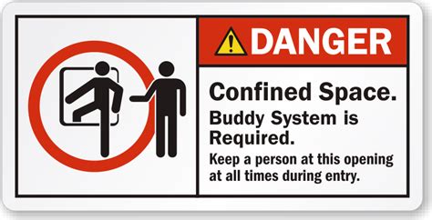 Confined Space Buddy System Is Required Danger Label, SKU: LB-2382