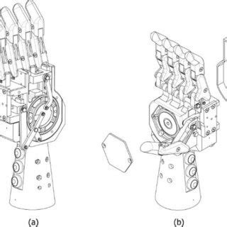 Prosthetic robotic arm design in open hand position. (a) Back of the ...