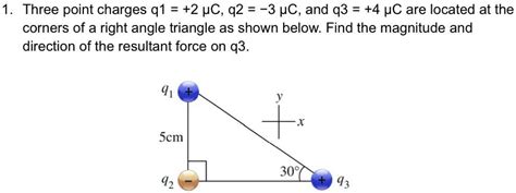 Solved Three Point Charges Q1 2 Î¼c Q2 3 Î¼c And Q3 4 Î¼c Are Located At The Corners