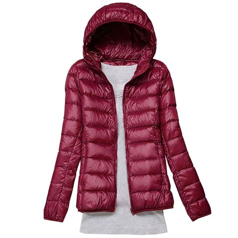 Winter Women Ultra Light Down Jacket 90 Duck Down Slim Hooded Jackets Long Sleeve Warm Coat