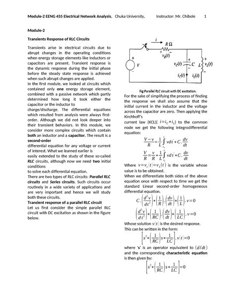 Module 2 Transient Analysis Of Rlc Circuits Eeeng 455 Module