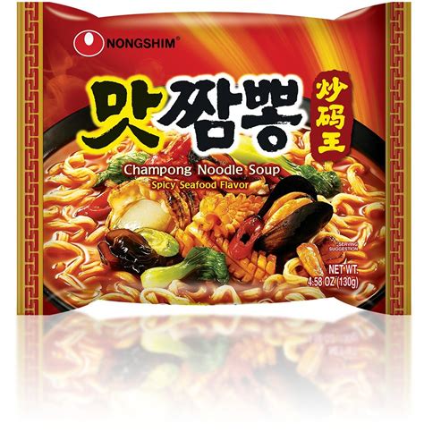 Nongshim Champong Noodle Soup Spicy Seafood Flavor 130g Pack Of 4