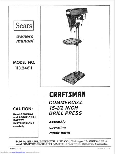 Craftsman Drill Press Pdf Drill Screw