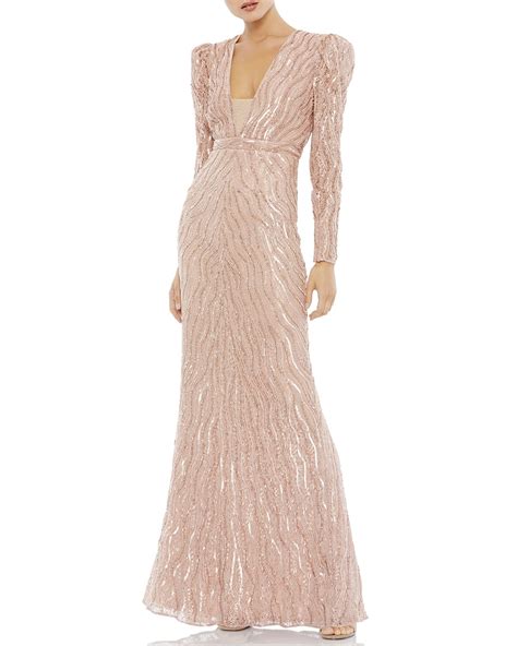 Mac Duggal Sequin Sheath Gown With Thigh Slit Neiman Marcus