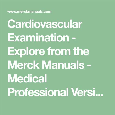 Cardiovascular Examination Explore From The Merck Manuals Medical Professional Version