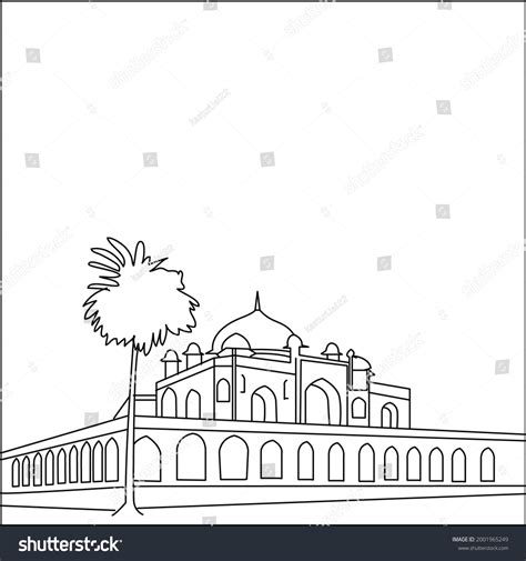 Humayun Tomb Line Drawing Clip Art Stock Vector Royalty Free