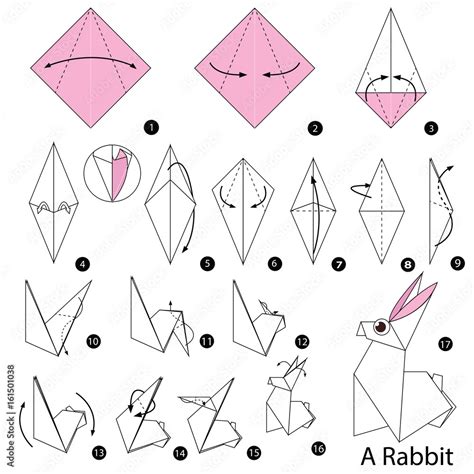 Step By Step Instructions How To Make Origami A Rabbit Stock