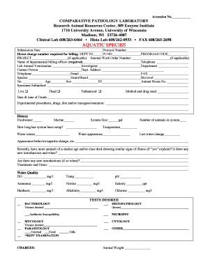 Fillable Online Rarc Wisc Accession No Comparative Pathology Laboratory