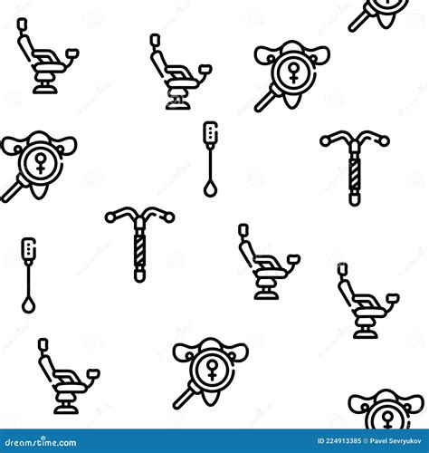 Gynecologist Seamless Pattern With Thin Line Icons Uterus Ovaries