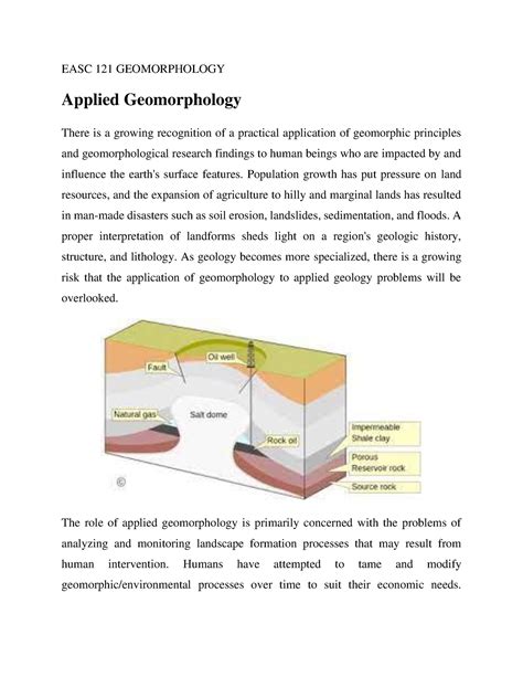 Applied Geomorphology EASC 121 GEOMORPHOLOGY Applied Geomorphology