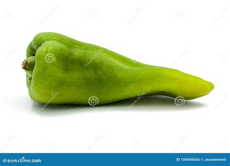 Italian Green Frying Pepper Isolated On White Background Stock Photo