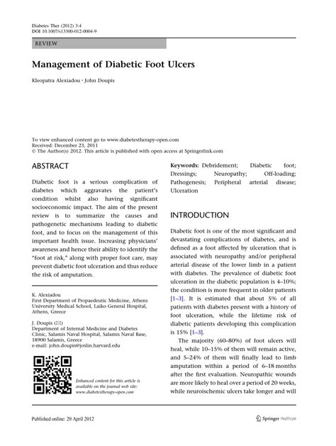 Pdf Management Of Diabetic Foot Ulcers