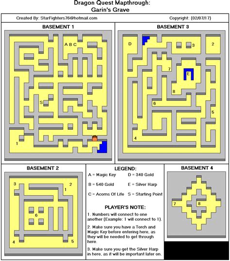 Dragon Quest I II DQ1 Garin Grave Map StarFighters76