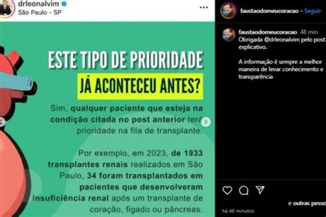 Família de Faustão esclarece sobre prioridade de apresentador em fila