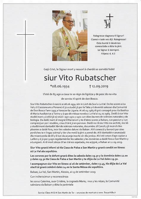 Hochw Vito Rubatscher SDB Aus Bozen TrauerHilfe It Das