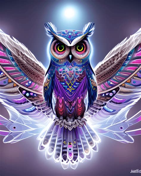 Majestic Owl With Open Wings Graphic Creative Fabrica