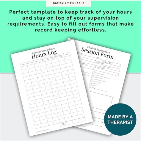 Clinical Supervision Template Bundle Session Forms And Hours Log Group