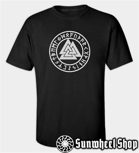 Runic Valknut Embroidered T Shirt Sunwheel Shop