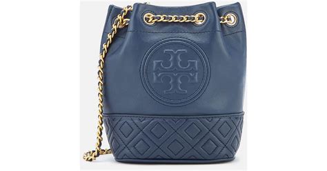 Tory Burch Fleming Mini Bucket Bag In Blue Lyst