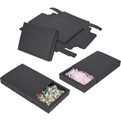 10 Pack Boîtes À Tiroirs En Papier Kraft 20X15X3Cm Noir Savon Bijoux