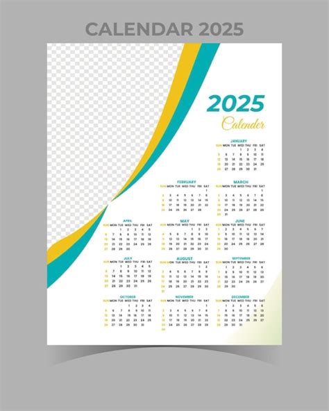 Premium Vector Vertical 2025 Calendar Template