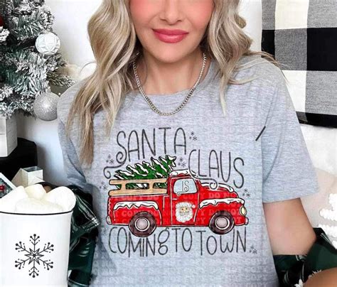 Santa Claus Coming To Town Red Truck 9969 Dtf Transfer Mud And Grace Transfers