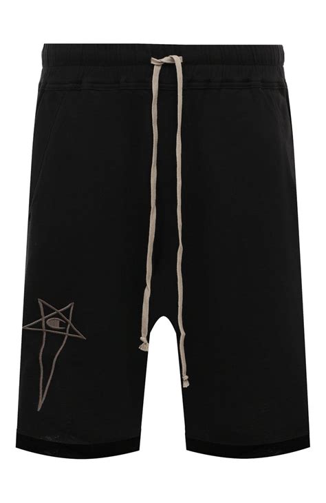 Мужские черные хлопковые шорты rick owens x champion RICK OWENS купить ...