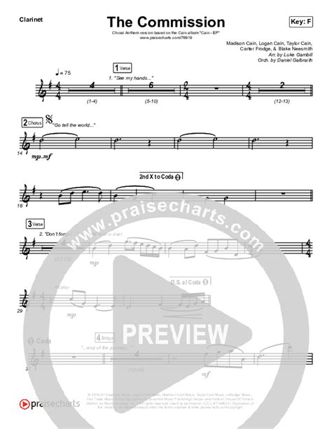 The Commission Choral Anthem SATB Clarinet Sheet Music PDF CAIN