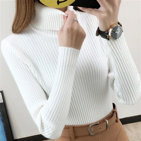 Turtlenecks Womens Pullover Turtleneck Korean Ladys Sweater For Women